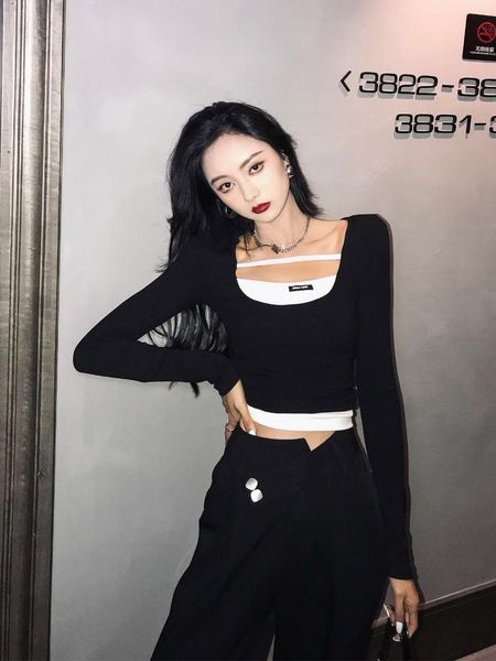 women's t-shirt 2021 u-neck collarbone bottoming sweater female slim short long sleeve fake two-piece jacket, White
women's t-shirt 2021 u-neck collarbone bottoming sweater female slim short long sleeve fake two-piece jacket, White