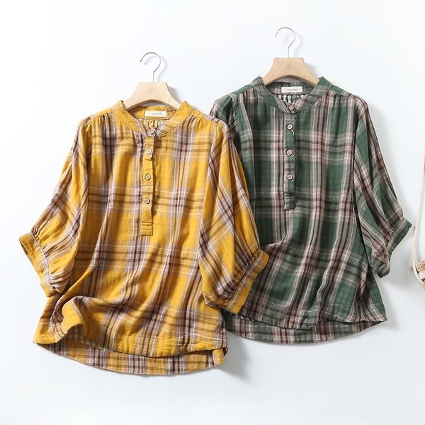 women's blouses & shirts lamtrip retro plaid soft cotton yarn short lantern sleeve stand collar shirt tee summer, White
women's blouses & shirts lamtrip retro plaid soft cotton yarn short lantern sleeve stand collar shirt tee summer, White