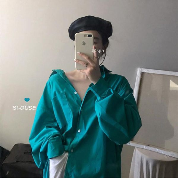 women's blouses & shirts solid blue women loose long sleeve school femme chiffon blusa mujer basic tlyn, White
women's blouses & shirts solid blue women loose long sleeve school femme chiffon blusa mujer basic tlyn, White