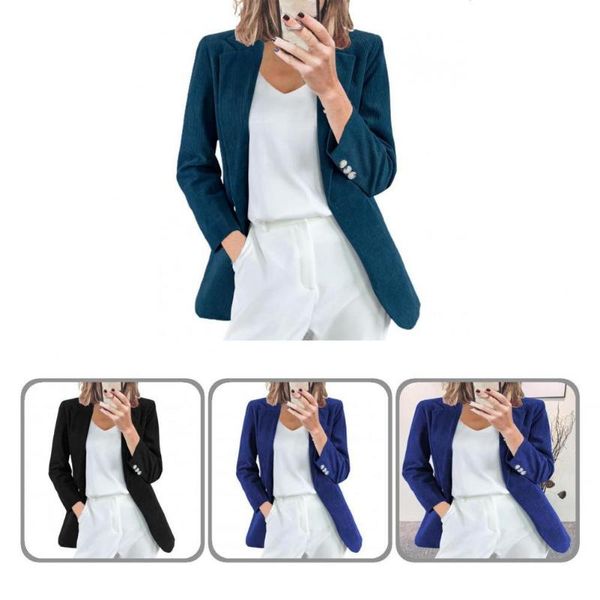 women's suits & blazers turndown collar female temperament lapel jacket for daily wear, White;black
women's suits & blazers turndown collar female temperament lapel jacket for daily wear, White;black