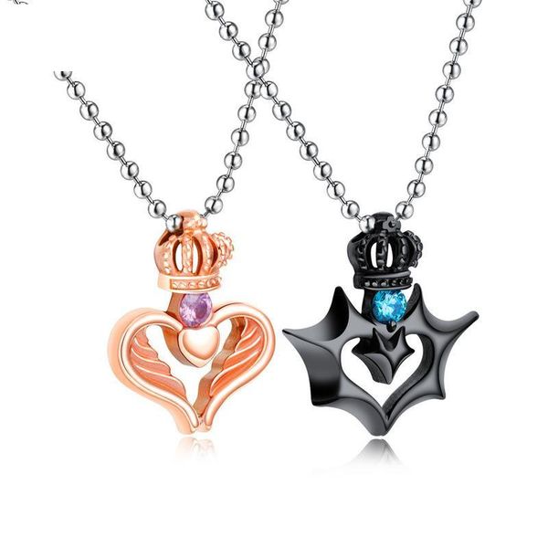 pendant necklaces personality design her king his queen crown love zircon titanium steel couple necklace, Silver
pendant necklaces personality design her king his queen crown love zircon titanium steel couple necklace, Silver