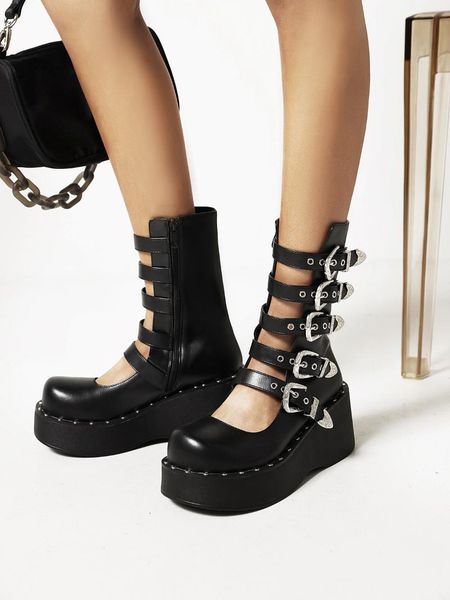 boots metal belt-breasted thick-soled british motorcycle punk style rivet hollow wedge heel summer breathable women's, Black
boots metal belt-breasted thick-soled british motorcycle punk style rivet hollow wedge heel summer breathable women's, Black