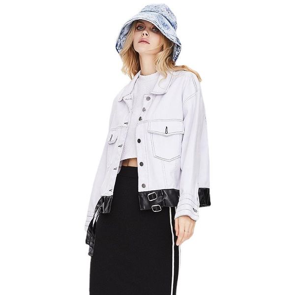 women's jackets 2021 fashion autumn winter solid spliced loose long sleeve single breasted turn-down collar denim jacket for women dons, Black;brown
women's jackets 2021 fashion autumn winter solid spliced loose long sleeve single breasted turn-down collar denim jacket for women dons, Black;brown