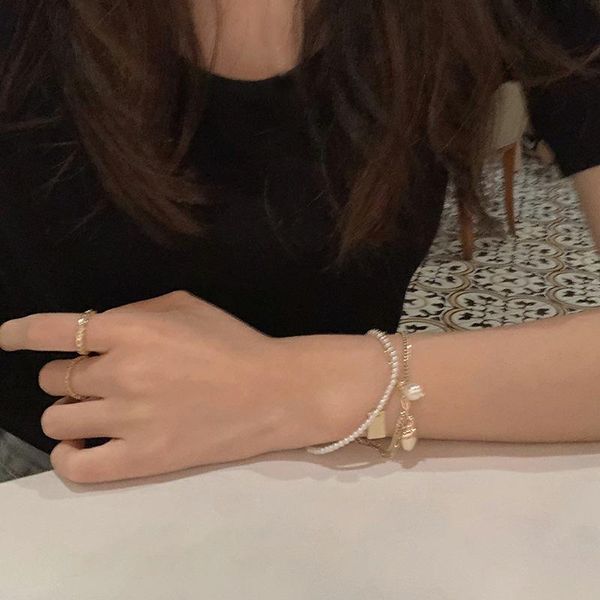 link, chain pearl love double layer bracelet niche design heart shaped temperament simple fashion lady hand ornament, Black
link, chain pearl love double layer bracelet niche design heart shaped temperament simple fashion lady hand ornament, Black