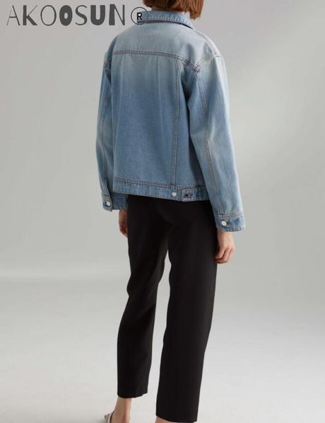 women's jackets classic bissau washed denim jacket button up collar wide cuffs oversized 2021ss woman jeans coat two chest pockets, Black;brown
women's jackets classic bissau washed denim jacket button up collar wide cuffs oversized 2021ss woman jeans coat two chest pockets, Black;brown