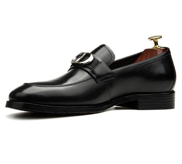 men cowhide dress shoes fashion buckle business casual red bottom loafers party wedding genuine leather round toe slip-on formal office shoe, Black
men cowhide dress shoes fashion buckle business casual red bottom loafers party wedding genuine leather round toe slip-on formal office shoe, Black