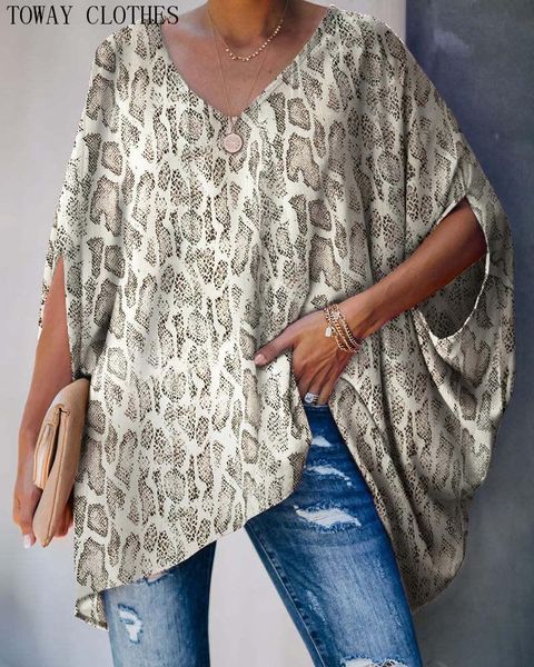 women v neck snakeskin batwing sleeve oversized plus size lady casual solid long loose fit blouse women's blouses & shirts, White
women v neck snakeskin batwing sleeve oversized plus size lady casual solid long loose fit blouse women's blouses & shirts, White