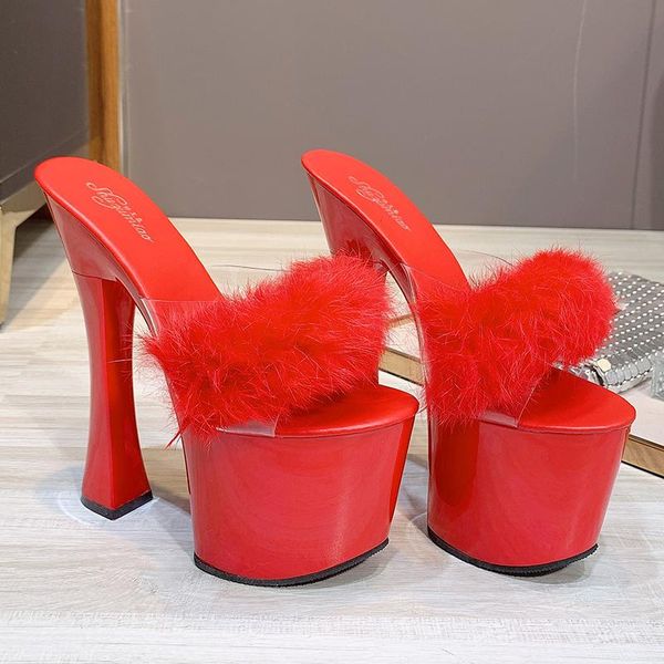 summer women 17cm high heels 7cm platform fur sandals slides luxury block slippers red white plus size fetish prom shoes, Black
summer women 17cm high heels 7cm platform fur sandals slides luxury block slippers red white plus size fetish prom shoes, Black