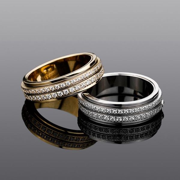 6mm 2 row cubic zirconia rotatable stainless steel rings bling bling iced micro pave ring hip hop party jewelry for men, Silver
6mm 2 row cubic zirconia rotatable stainless steel rings bling bling iced micro pave ring hip hop party jewelry for men, Silver