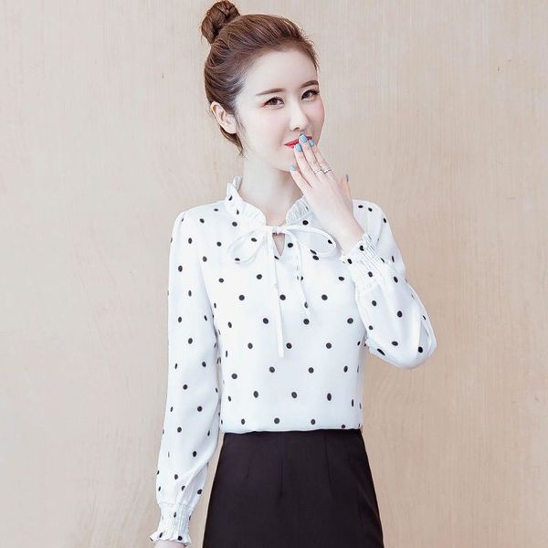 women spring summer style chiffon blouses shirts lady casual long sleeve polka dot printed blusas df3179, White
women spring summer style chiffon blouses shirts lady casual long sleeve polka dot printed blusas df3179, White