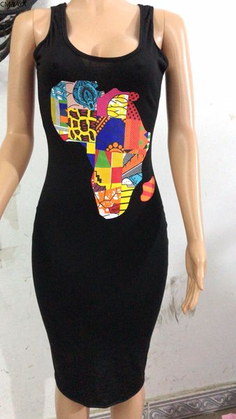 2021cm.yaya women cartoon print sleeveless tank midi dress fashion tee dresses, Black;gray