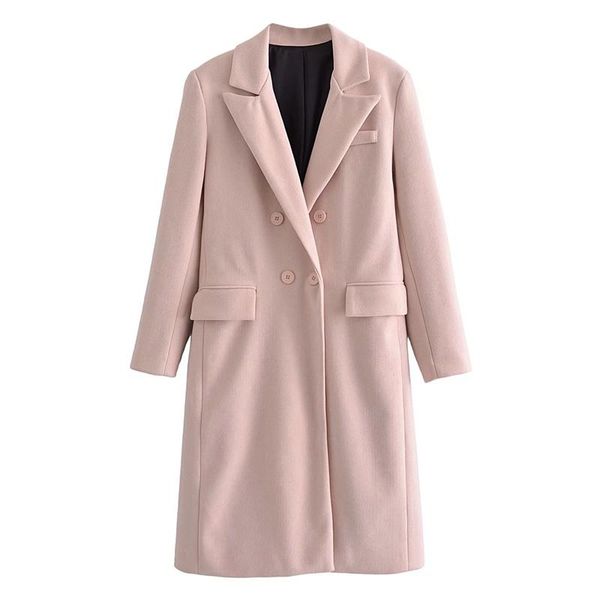 women's wool & blends zxqj vintage women pink long coat 2021 winter fashion office ladies double button outwear female turn down collar, Black
women's wool & blends zxqj vintage women pink long coat 2021 winter fashion office ladies double button outwear female turn down collar, Black
