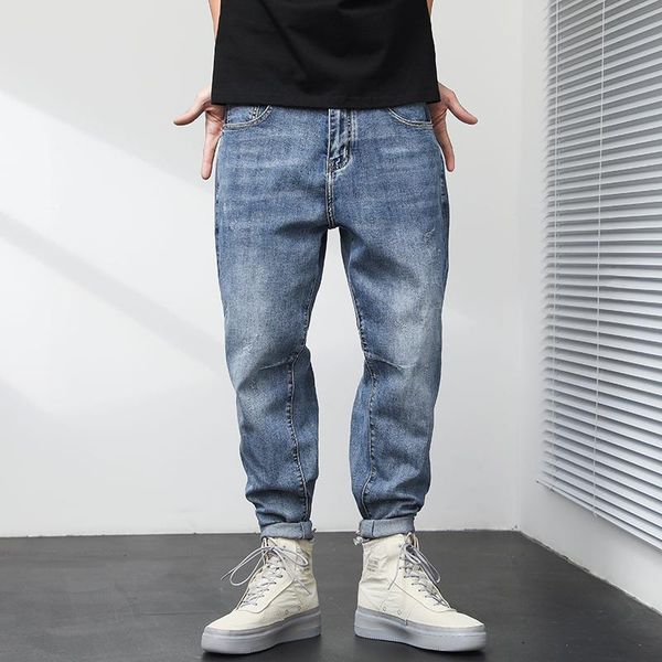 men's jeans spring and summer blue stretch youth fashion casual loose straight harem pants high street cropped
men's jeans spring and summer blue stretch youth fashion casual loose straight harem pants high street cropped
