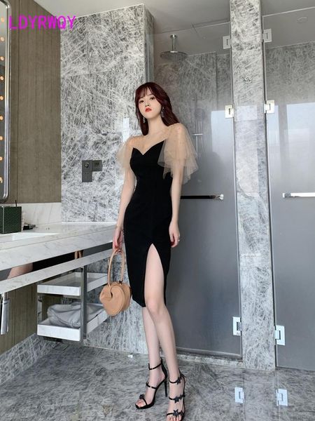 casual dresses ldyrwqy 2021 summer korean fashion v-neck mesh splicing black side slit slim dress office lady, Black;gray
casual dresses ldyrwqy 2021 summer korean fashion v-neck mesh splicing black side slit slim dress office lady, Black;gray