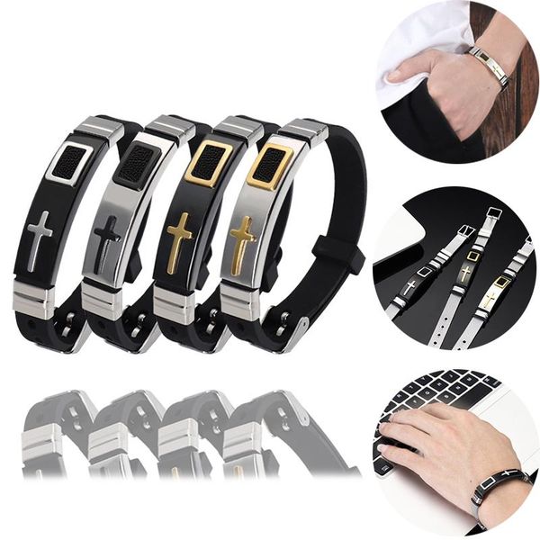 charm bracelets fashion classical stainless steel cross silicone wristband christian jewelry electroplat process men women adjustable, Golden;silver
charm bracelets fashion classical stainless steel cross silicone wristband christian jewelry electroplat process men women adjustable, Golden;silver
