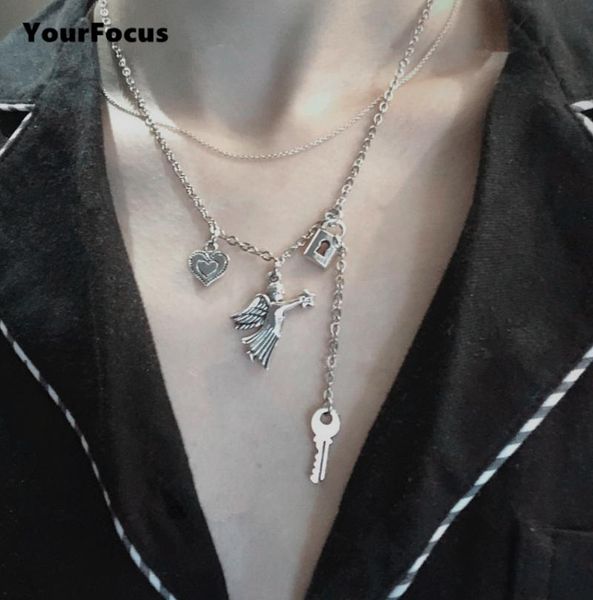 pendant necklaces vintage harajuku lolita open your heart lock angel choker metal clavicular chain colar cute necklace women and men, Silver
pendant necklaces vintage harajuku lolita open your heart lock angel choker metal clavicular chain colar cute necklace women and men, Silver