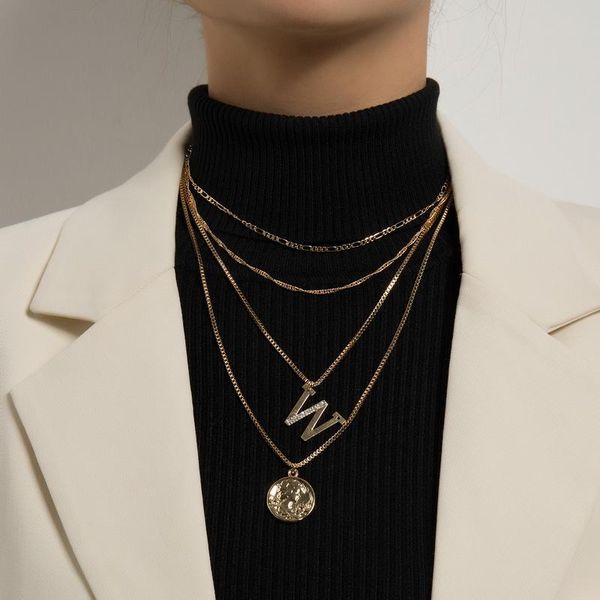 pendant necklaces vintage multilayer chains letter w figure coin necklace for women elegant geometric clavicle jewelry gift, Silver
pendant necklaces vintage multilayer chains letter w figure coin necklace for women elegant geometric clavicle jewelry gift, Silver