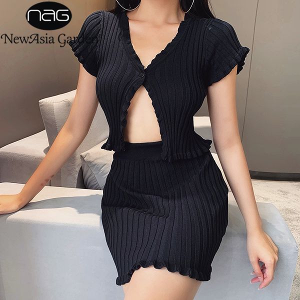 newasia crop two piece set summer women loungewear set ribbed ruffles single button mini skirts casual clothes 210413, White
newasia crop two piece set summer women loungewear set ribbed ruffles single button mini skirts casual clothes 210413, White