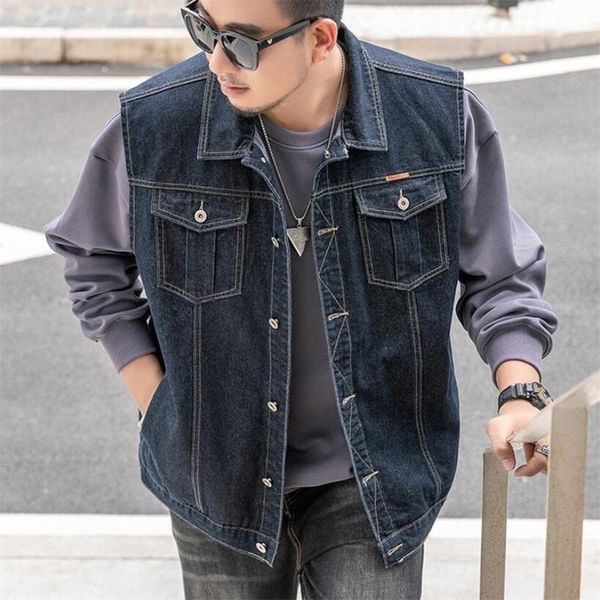 men's vests plus size 7xl denim vest jacket clothing 2021 spring summer fashion waistcoat male casual big jeans men 7030, Black;white
men's vests plus size 7xl denim vest jacket clothing 2021 spring summer fashion waistcoat male casual big jeans men 7030, Black;white