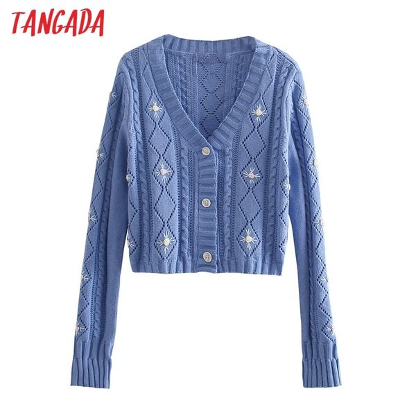 women elegant flower emboridery crop vintage jumper lady fashion knitted cardigan coat 3n23 210416, White;black
women elegant flower emboridery crop vintage jumper lady fashion knitted cardigan coat 3n23 210416, White;black