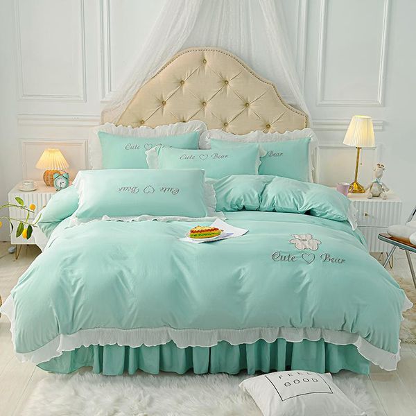 bedding sets michiko solid color quilt luxurious bed set washed cotton embroidered chiffon lace 4-piece
bedding sets michiko solid color quilt luxurious bed set washed cotton embroidered chiffon lace 4-piece