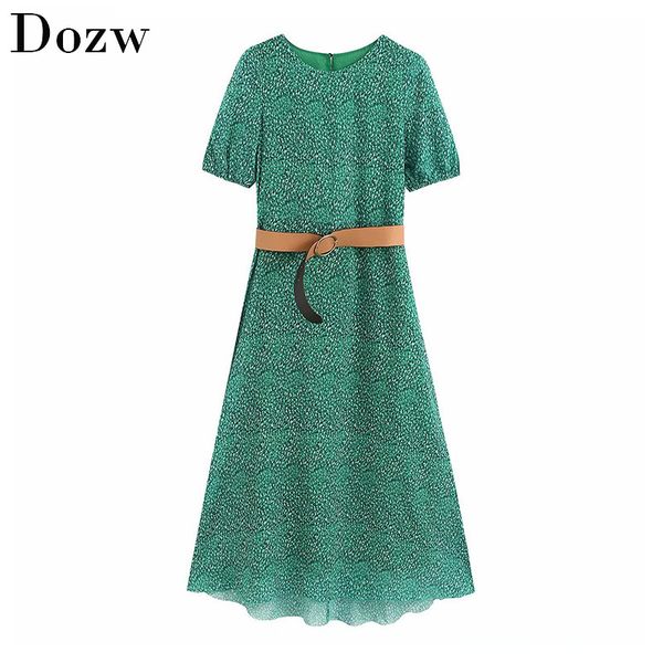 fashion print dress with belt o neck lantern short sleeve chiffon dresses ladies plus size casual long dress female robe femme 210414, Black;gray
fashion print dress with belt o neck lantern short sleeve chiffon dresses ladies plus size casual long dress female robe femme 210414, Black;gray