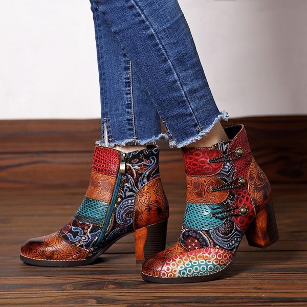 boots women retro genuine leather printing splicing 3-5cm thick high heel zipper dress short ladies shoes, Black
boots women retro genuine leather printing splicing 3-5cm thick high heel zipper dress short ladies shoes, Black
