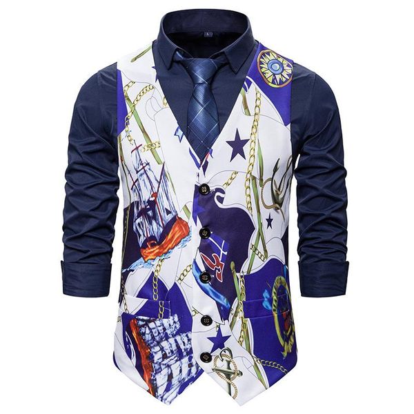 men's vests casual fashion 3d european code chain printing single-breasted vest suit personalized wedding performance mj181, Black;white
men's vests casual fashion 3d european code chain printing single-breasted vest suit personalized wedding performance mj181, Black;white
