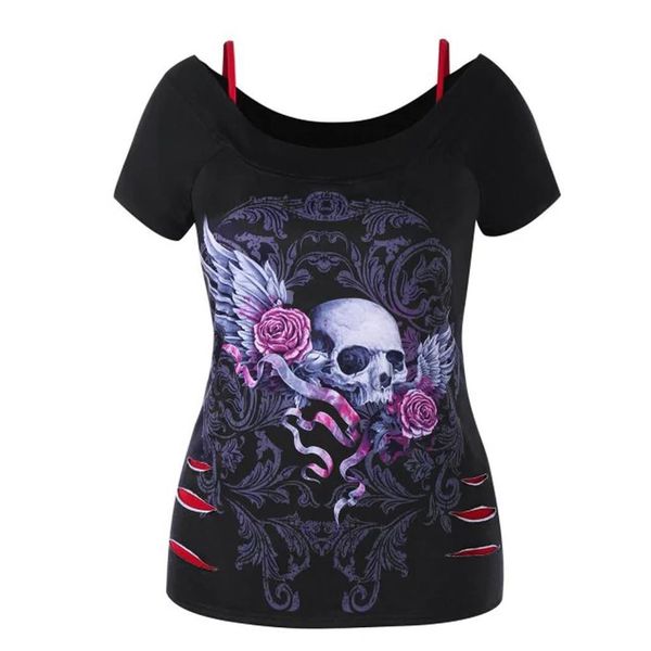 skull print punk gothic women t shirts plus size tee females short sleeve summer fashion casual vest g8, White
skull print punk gothic women t shirts plus size tee females short sleeve summer fashion casual vest g8, White