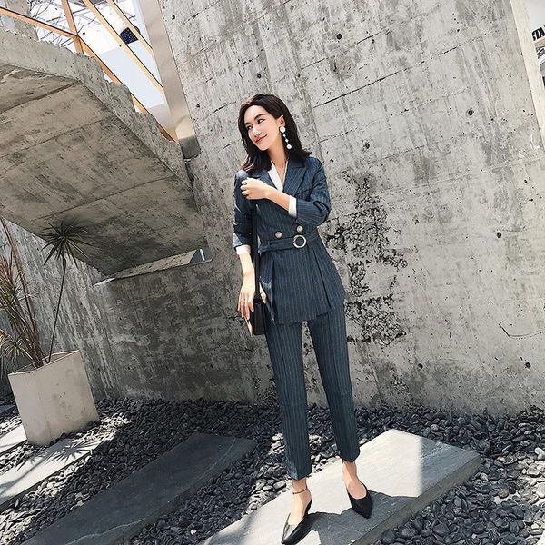 two piece dress women clothes spring fashion single-breasted slim temperament business small suit professional, White
two piece dress women clothes spring fashion single-breasted slim temperament business small suit professional, White