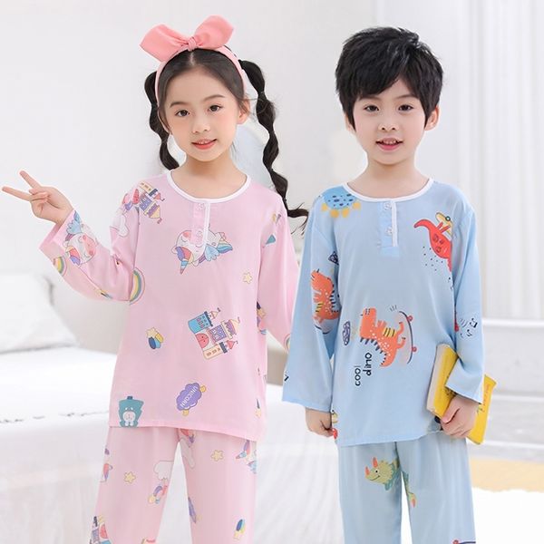 children's pajamas suit summer boys' girls' long sleeves medium and large children's light home clothes cotton silk air, Blue;red
children's pajamas suit summer boys' girls' long sleeves medium and large children's light home clothes cotton silk air, Blue;red
