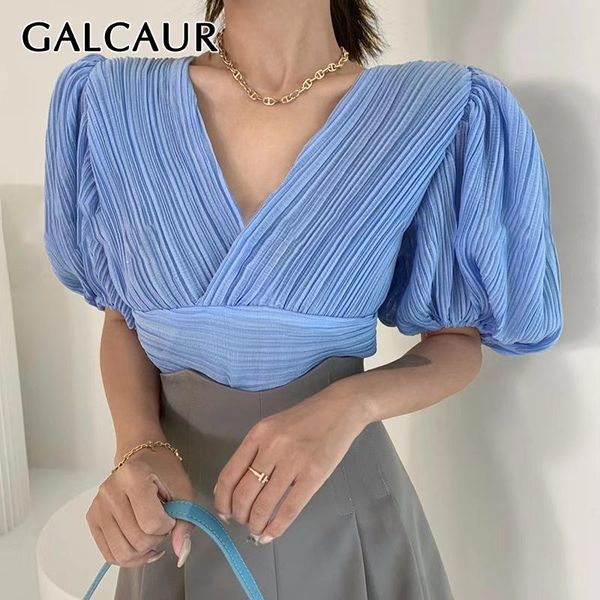 women's blouses & shirts galcaur chiffon women cross v neck puff half sleeve bandage bowknot ruched short blouse female 2021 summer clo, White
women's blouses & shirts galcaur chiffon women cross v neck puff half sleeve bandage bowknot ruched short blouse female 2021 summer clo, White