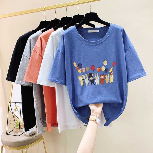 plus size l-4xl t shirt women summer shirts o-neck short sleeve tshirts white print t-shirt cotton tee shirt femme 210604
plus size l-4xl t shirt women summer shirts o-neck short sleeve tshirts white print t-shirt cotton tee shirt femme 210604