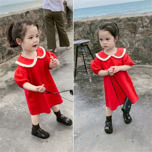  girl dress kids baby clothes 2022 red spring summer toddler outwear prom party uniform dresses cotton children clothing, Red;yellow
 girl dress kids baby clothes 2022 red spring summer toddler outwear prom party uniform dresses cotton children clothing, Red;yellow