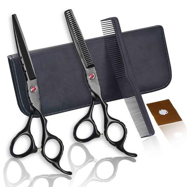 hair scissors 6 inch black professional serrated stainless steel cutting thinning trimmer barber set
hair scissors 6 inch black professional serrated stainless steel cutting thinning trimmer barber set