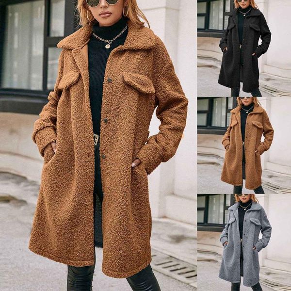 women's wool & blends 2021 autumn winter teddy coat women faux fur female oversized jacket ladies outerwear overcoat thick warm plush c, Black
women's wool & blends 2021 autumn winter teddy coat women faux fur female oversized jacket ladies outerwear overcoat thick warm plush c, Black