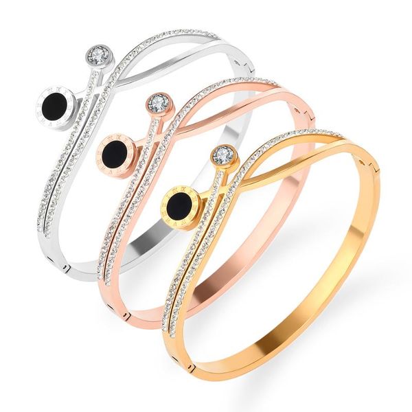 bangle hollow out rose gold stainless steel bracelets roman numeral women's accessories fashion trendy jewelry hard bangles, Black
bangle hollow out rose gold stainless steel bracelets roman numeral women's accessories fashion trendy jewelry hard bangles, Black