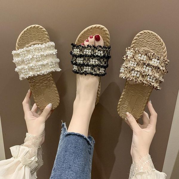 string bead woman's slippers luxury slides women 2021 designer flat fabric fashion basic cotton shoes, Black
string bead woman's slippers luxury slides women 2021 designer flat fabric fashion basic cotton shoes, Black