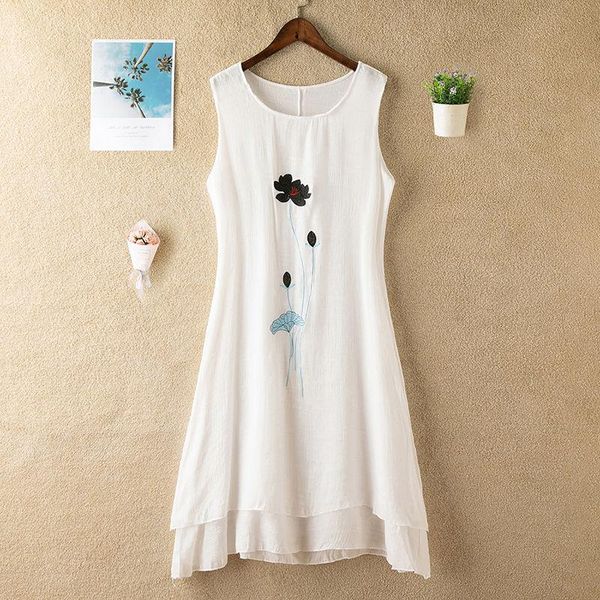 women 2021 summer cotton linen vest dress female floral embroidered sleeveless vestidos ladies retro loose dresses l05 casual, Black;gray
women 2021 summer cotton linen vest dress female floral embroidered sleeveless vestidos ladies retro loose dresses l05 casual, Black;gray