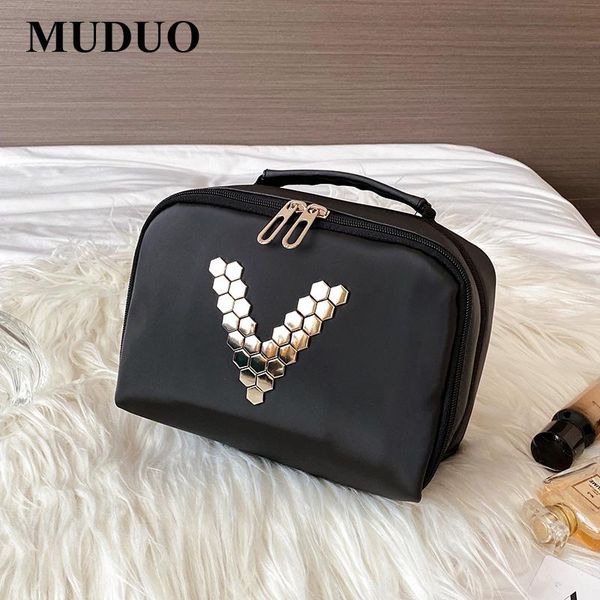 fashion brand cosmetic bags rivets black women's large capacity storage handbags makeup make up organizer pouch bag & cases
fashion brand cosmetic bags rivets black women's large capacity storage handbags makeup make up organizer pouch bag & cases