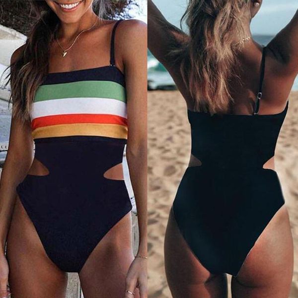 women's striped print piece of swimsuit bikini swimwear beachwear monokini 2021 girl beach bathing suits, White;black
women's striped print piece of swimsuit bikini swimwear beachwear monokini 2021 girl beach bathing suits, White;black
