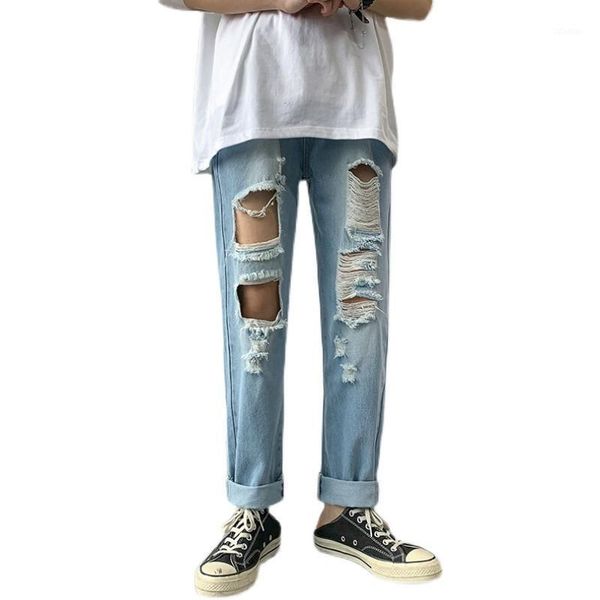 men stretchy ripped skinny biker jeans hip hop destroyed hole slim fit bf denim baggy drop men's, Blue
men stretchy ripped skinny biker jeans hip hop destroyed hole slim fit bf denim baggy drop men's, Blue