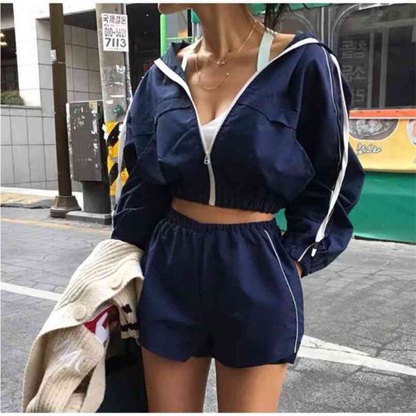 korea fashion 2 piece set women casual hooded long sleeve jacket coat + elastic waist short pants outfits 210519, White
korea fashion 2 piece set women casual hooded long sleeve jacket coat + elastic waist short pants outfits 210519, White