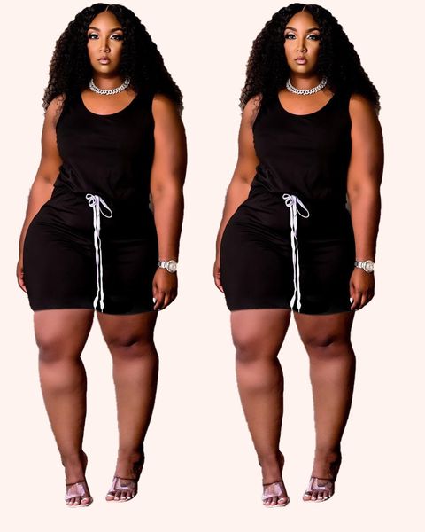 women's plus size tracksuits tc075 large sleeveless vest round ne solid sports two piece set