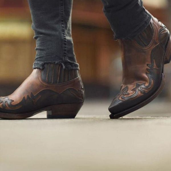 autumn new men pu leather cowboy boots thick heel pointed pleated printed middle tube boots personalized fashion boots zq0465, Black
autumn new men pu leather cowboy boots thick heel pointed pleated printed middle tube boots personalized fashion boots zq0465, Black