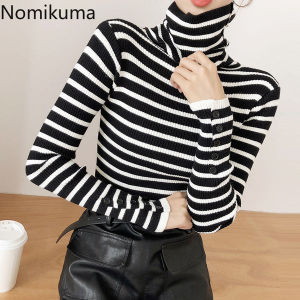 nomikuma turtleneck slim sweater women casual fashion striped pullover korean all-match basic knitted jumpers ropa mujer 3c975 210514, White;black
nomikuma turtleneck slim sweater women casual fashion striped pullover korean all-match basic knitted jumpers ropa mujer 3c975 210514, White;black