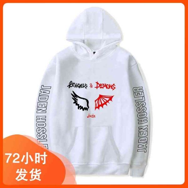 fall 2020 jaden hossler 2d print loose trend men's and women's hooded sweater, Black
fall 2020 jaden hossler 2d print loose trend men's and women's hooded sweater, Black