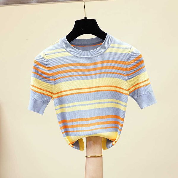 women's t-shirt thin knitted shirt women clothes summer woman long sleeve tees striped casual female a1p5, White
women's t-shirt thin knitted shirt women clothes summer woman long sleeve tees striped casual female a1p5, White