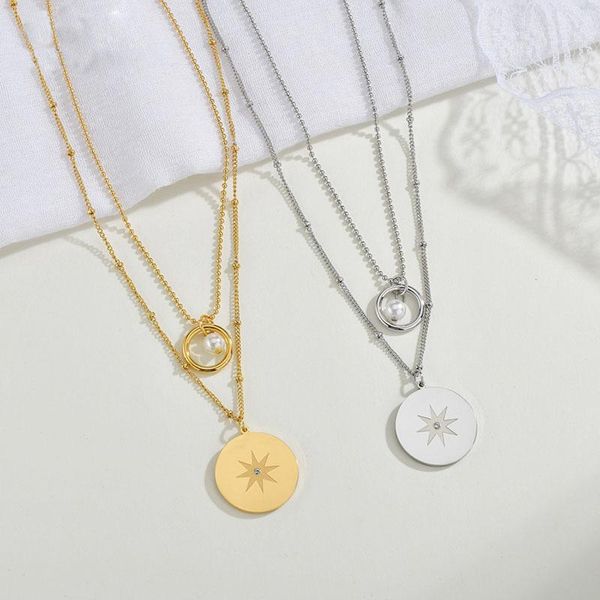 fashion stainless steel star women's double necklace eight-pointed pearl stacked gold silver color birthday gift pendant necklaces
fashion stainless steel star women's double necklace eight-pointed pearl stacked gold silver color birthday gift pendant necklaces