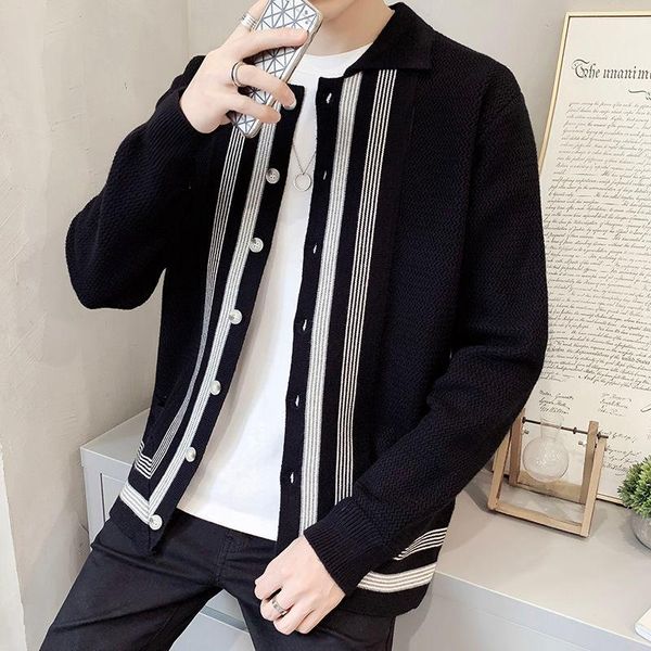 men's sweaters 2021 fall sweater pure color korean style loose short youth black knitted cardigan lapel recommend, White;black
men's sweaters 2021 fall sweater pure color korean style loose short youth black knitted cardigan lapel recommend, White;black